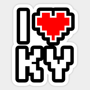 I Love KY - Pixel heart for Kentucky gamer Sticker